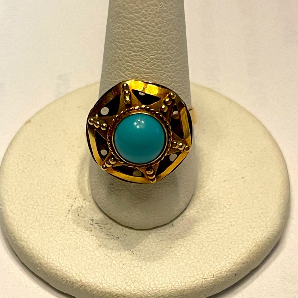 Vintage 18 karat gold, sleeping beauty, turquoise ring